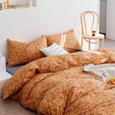 100% Cotton Orange Floral Leaf Botanical Duvet Cover(3pcs) | Yedwo